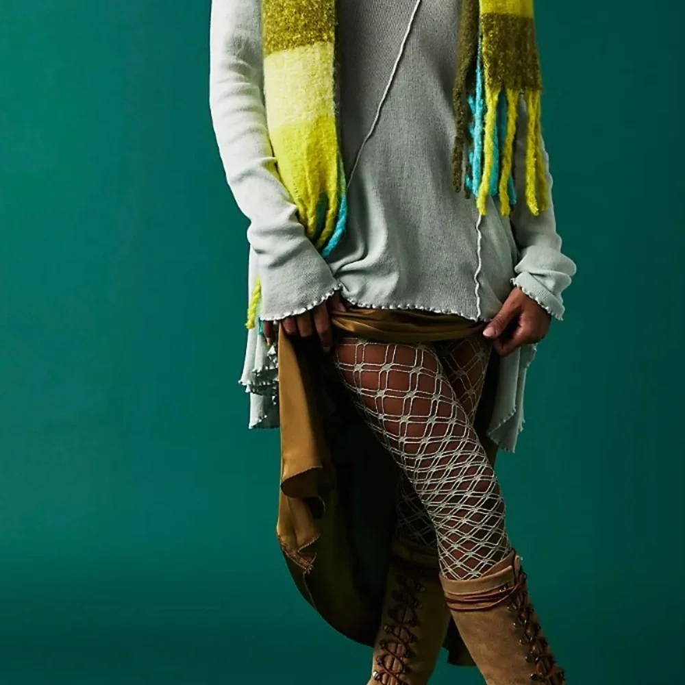 Free people chainmail tights one size green gold new in package